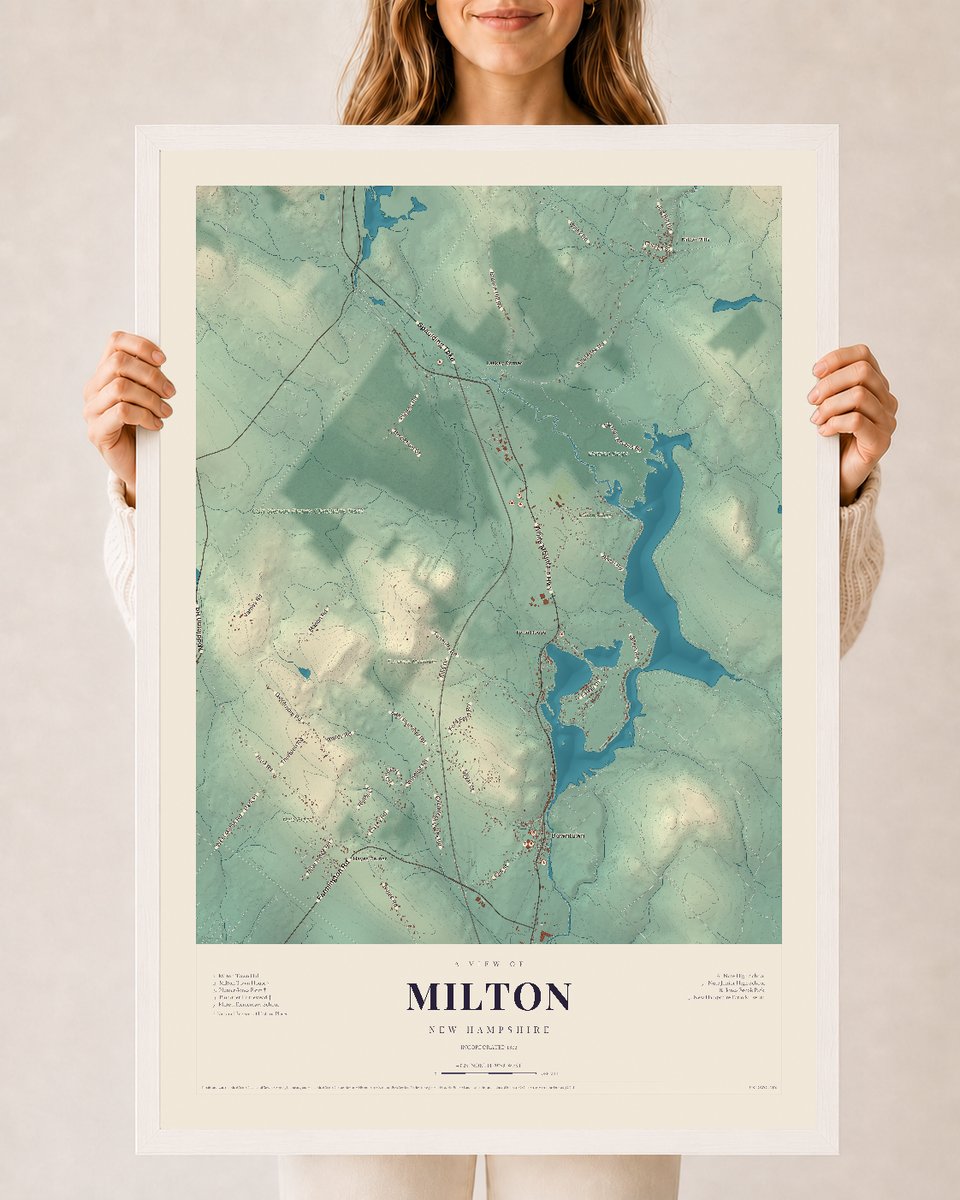 NH Current Atlas 2026 | Milton | 24" x 36" | W/ White Ayous Wood Frame