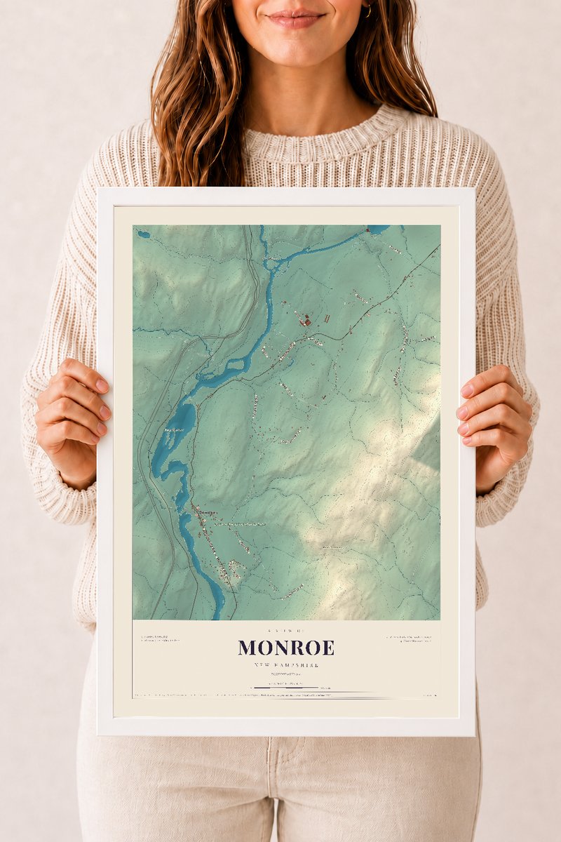 NH Current Atlas 2026 | Monroe | 12" x 18" | W/ White Ayous Wood Frame
