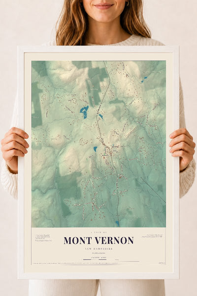 NH Current Atlas 2026 | Mont Vernon | 18" x 24" | W/ White Ayous Wood Frame