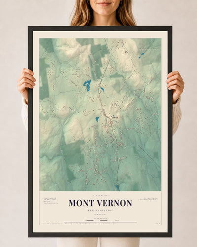 NH Current Atlas 2026 | Mont Vernon | 24" x 36" | W/ Black Ayous Wood Frame