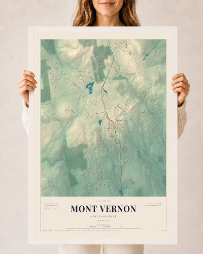 NH Current Atlas 2026 | Mont Vernon | 24" x 36" | W/ White Ayous Wood Frame