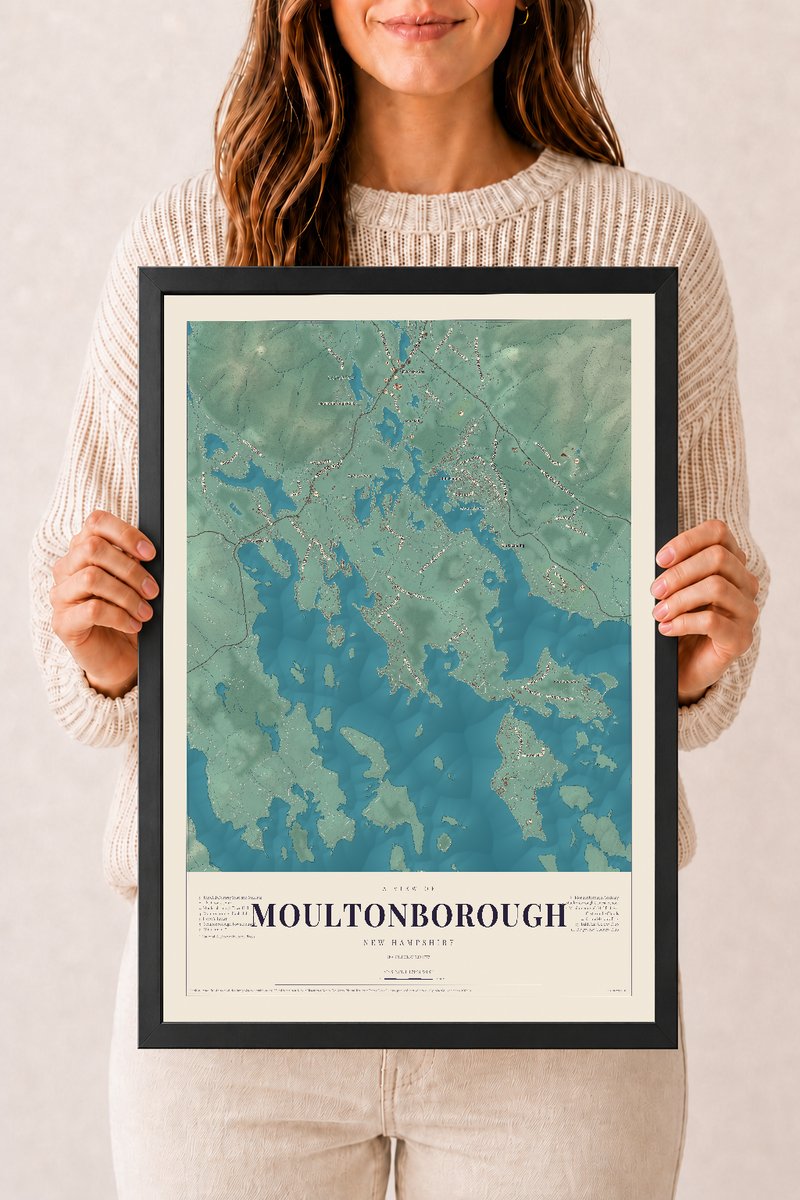 NH Current Atlas 2026 | Moultonborough | 12" x 18" | W/ Black Ayous Wood Frame
