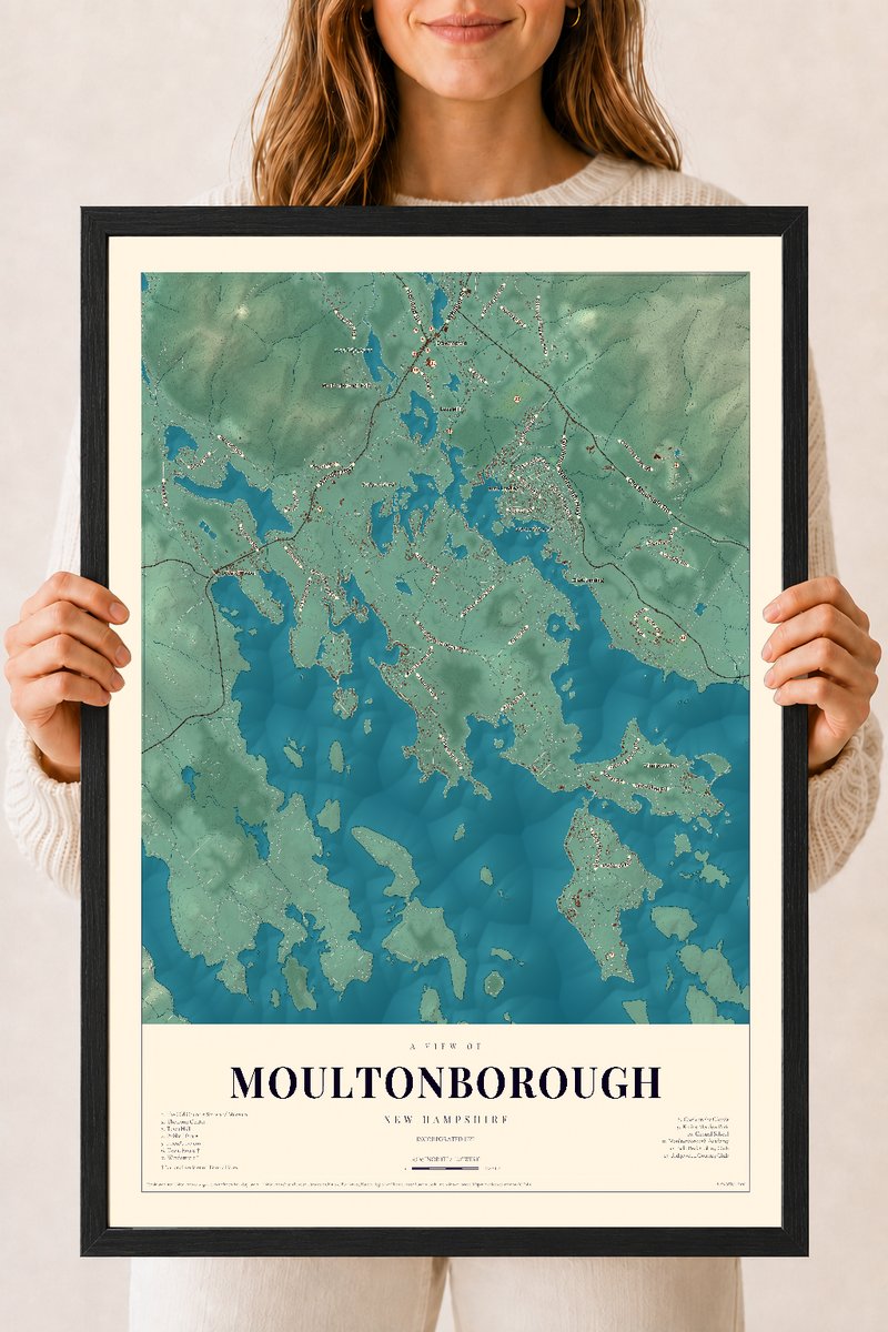 NH Current Atlas 2026 | Moultonborough | 18" x 24" | W/ Black Ayous Wood Frame