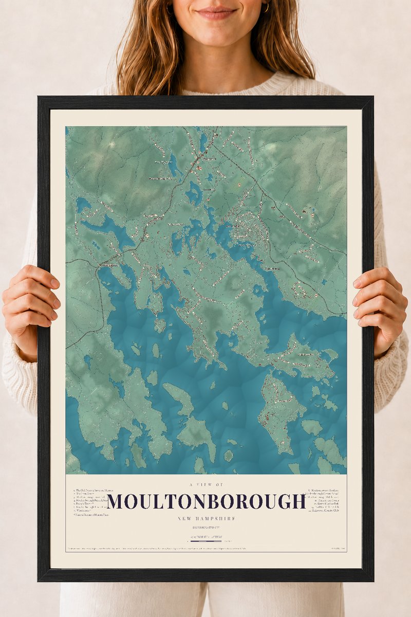 NH Current Atlas 2026 | Moultonborough | 18" x 24" | W/ Black Ayous Wood Frame