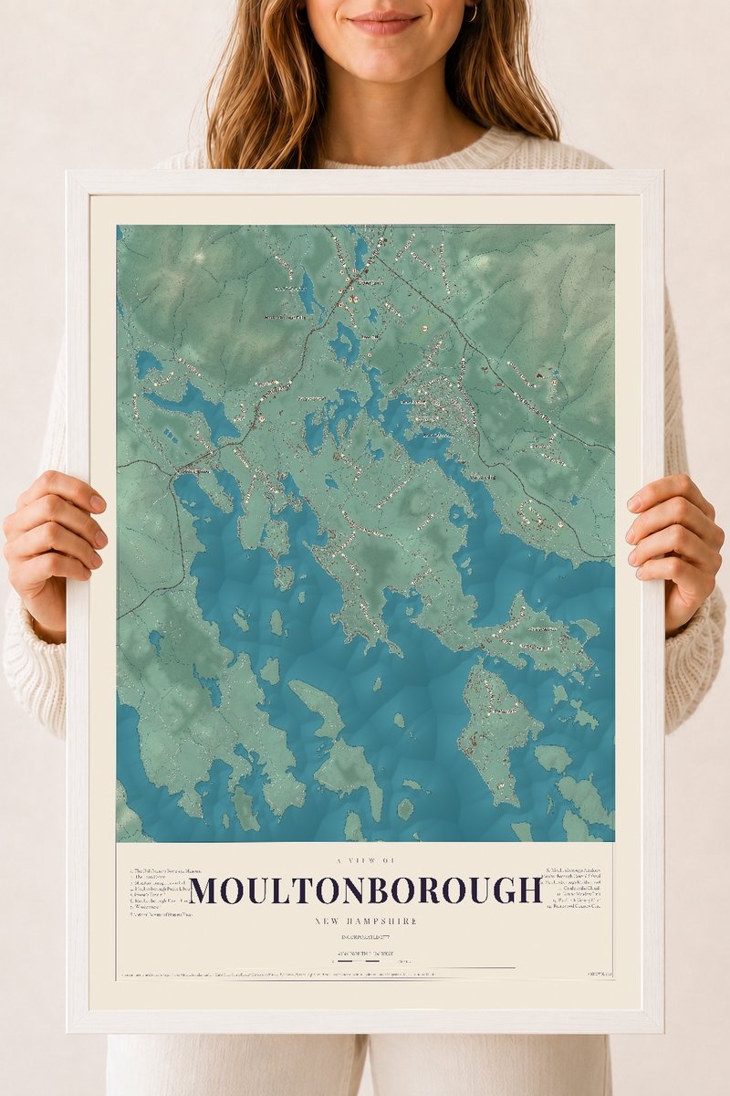 NH Current Atlas 2026 | Moultonborough | 18" x 24" | W/ White Ayous Wood Frame