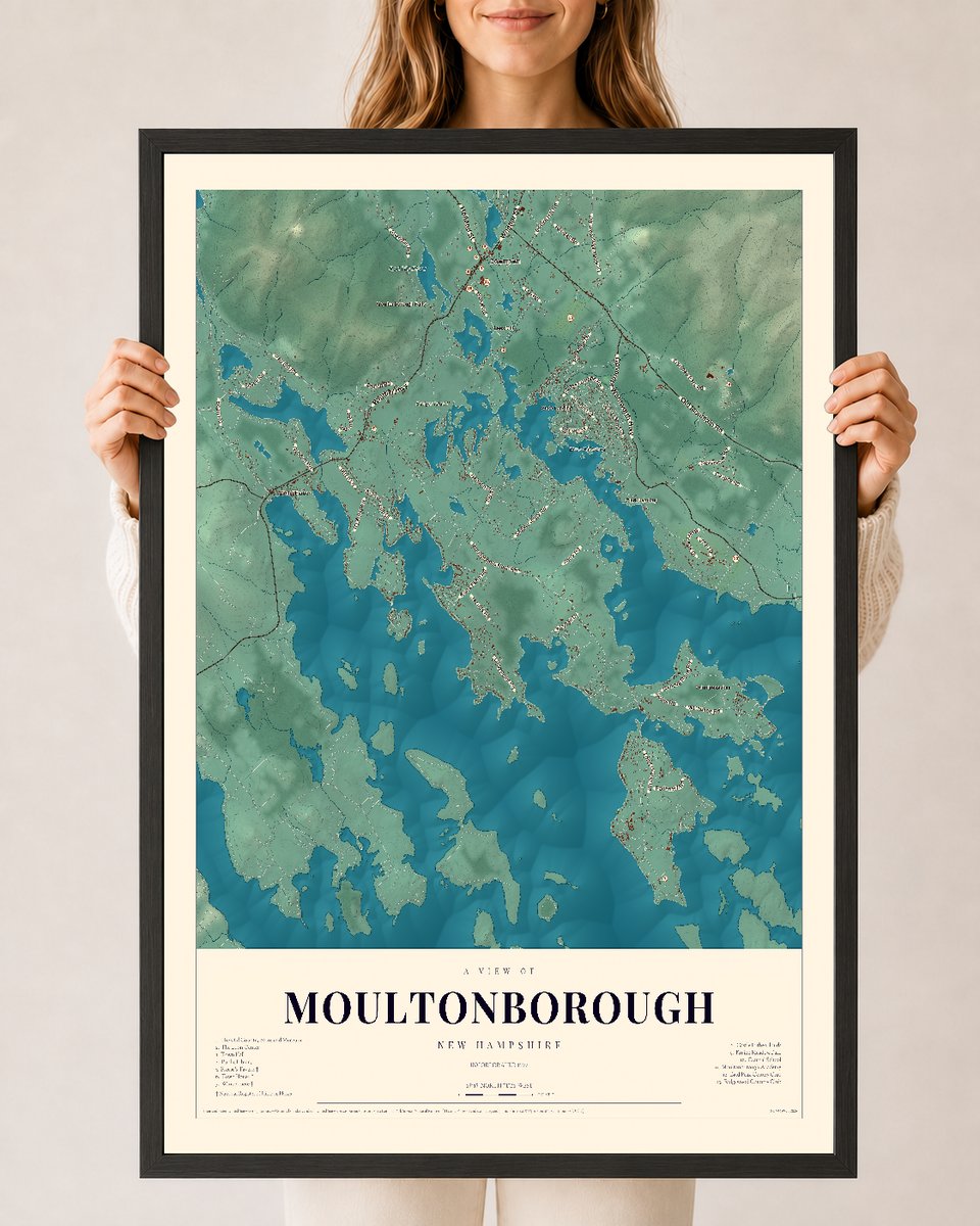 NH Current Atlas 2026 | Moultonborough | 24" x 36" | W/ Black Ayous Wood Frame