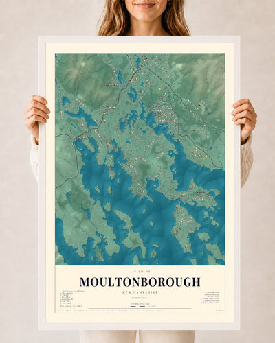 NH Current Atlas 2026 | Moultonborough | 24" x 36" | W/ White Ayous Wood Frame