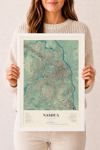 NH Current Atlas 2026 | Nashua | 12" x 18" | W/ White Ayous Wood Frame