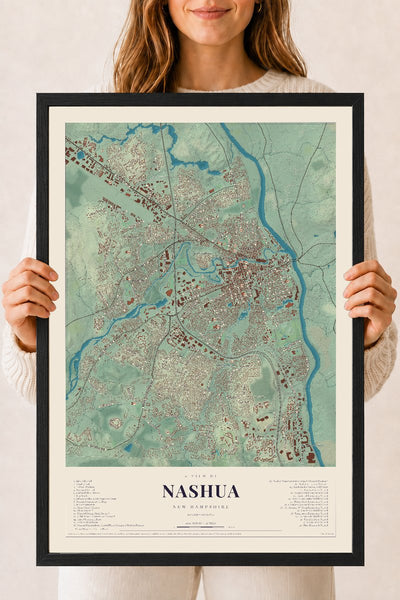 NH Current Atlas 2026 | Nashua | 18" x 24" | W/ Black Ayous Wood Frame