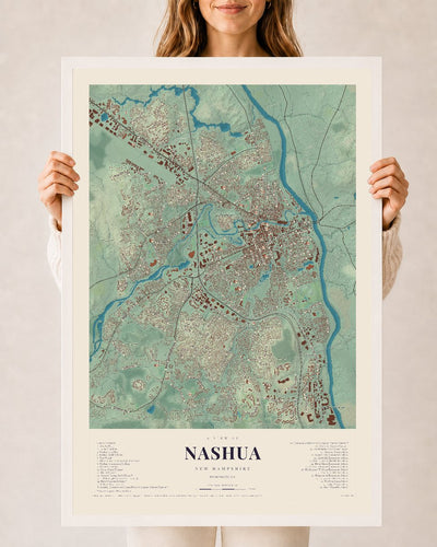 NH Current Atlas 2026 | Nashua | 24" x 36" | W/ White Ayous Wood Frame