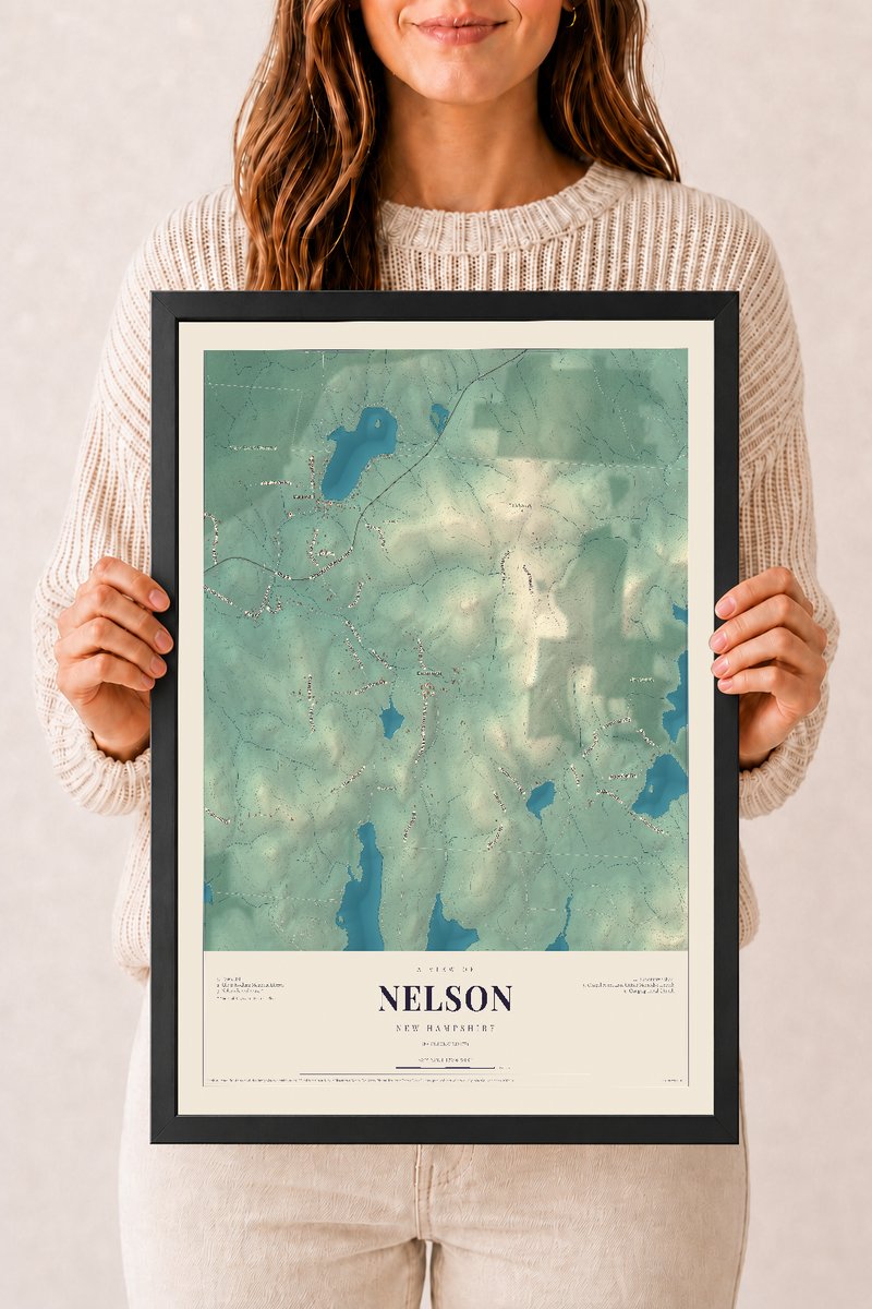 NH Current Atlas 2026 | Nelson | 12" x 18" | W/ Black Ayous Wood Frame