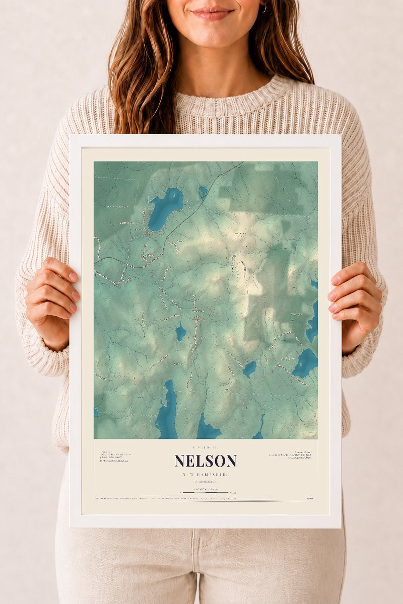 NH Current Atlas 2026 | Nelson | 12" x 18" | W/ White Ayous Wood Frame