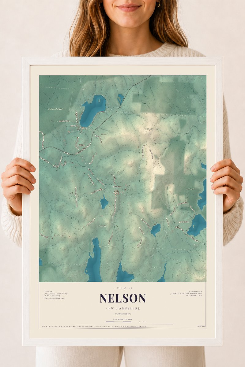 NH Current Atlas 2026 | Nelson | 18" x 24" | W/ White Ayous Wood Frame