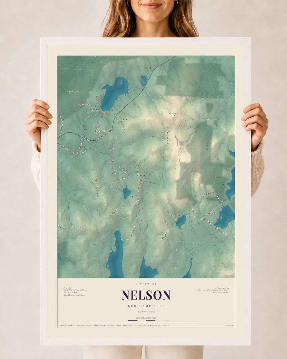 NH Current Atlas 2026 | Nelson | 24" x 36" | W/ White Ayous Wood Frame