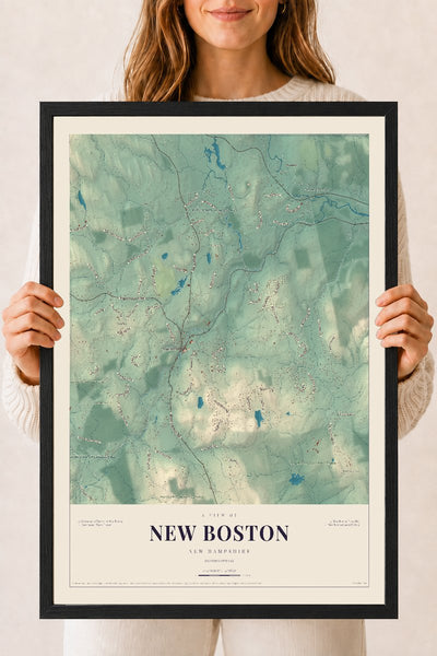 NH Current Atlas 2026 | New Boston | 18" x 24" | W/ Black Ayous Wood Frame