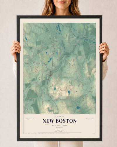 NH Current Atlas 2026 | New Boston | 24" x 36" | W/ Black Ayous Wood Frame