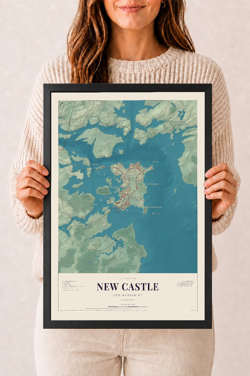 NH Current Atlas 2026 | New Castle | 12" x 18" | W/ Black Ayous Wood Frame