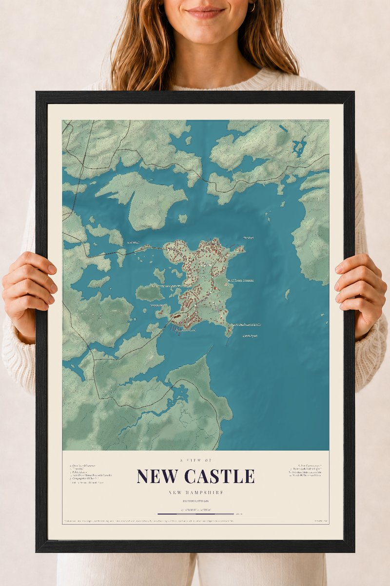 NH Current Atlas 2026 | New Castle | 18" x 24" | W/ Black Ayous Wood Frame
