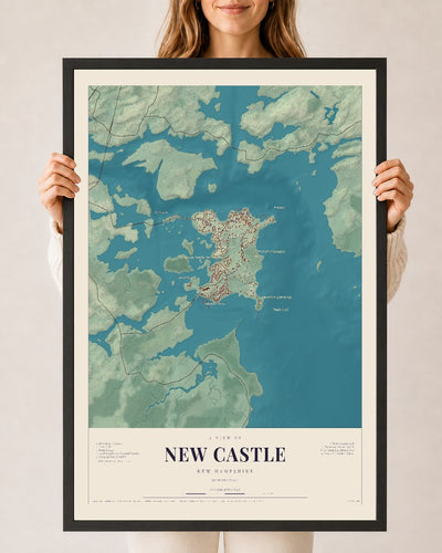 NH Current Atlas 2026 | New Castle | 24" x 36" | W/ Black Ayous Wood Frame