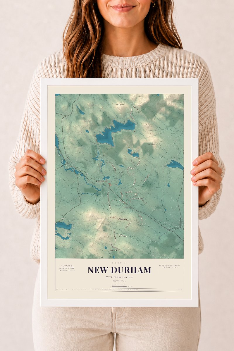 NH Current Atlas 2026 | New Durham | 12" x 18" | W/ White Ayous Wood Frame