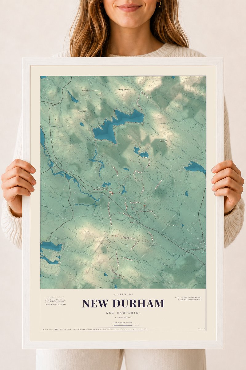 NH Current Atlas 2026 | New Durham | 18" x 24" | W/ White Ayous Wood Frame