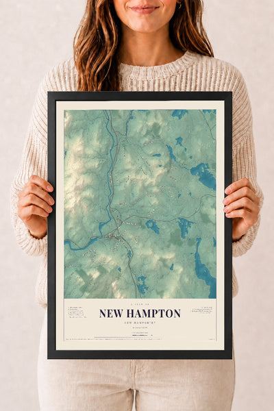 NH Current Atlas 2026 | New Hampton | 12" x 18" | W/ Black Ayous Wood Frame