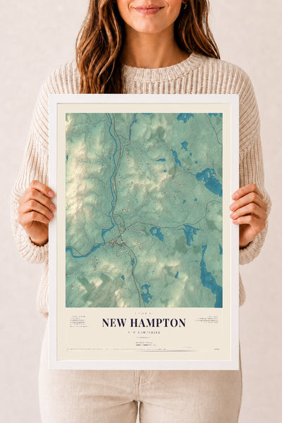 NH Current Atlas 2026 | New Hampton | 12" x 18" | W/ White Ayous Wood Frame