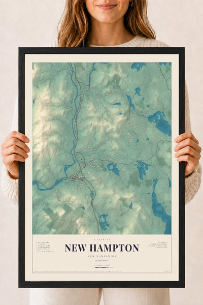 NH Current Atlas 2026 | New Hampton | 18" x 24" | W/ Black Ayous Wood Frame