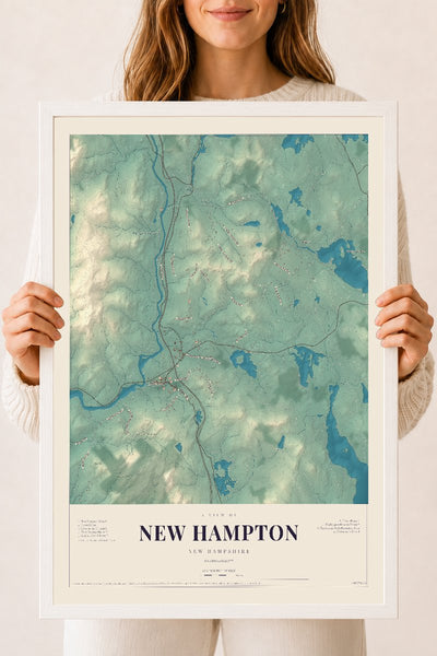 NH Current Atlas 2026 | New Hampton | 18" x 24" | W/ White Ayous Wood Frame