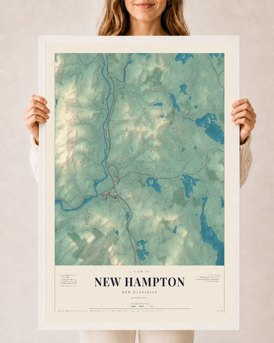 NH Current Atlas 2026 | New Hampton | 24" x 36" | W/ White Ayous Wood Frame