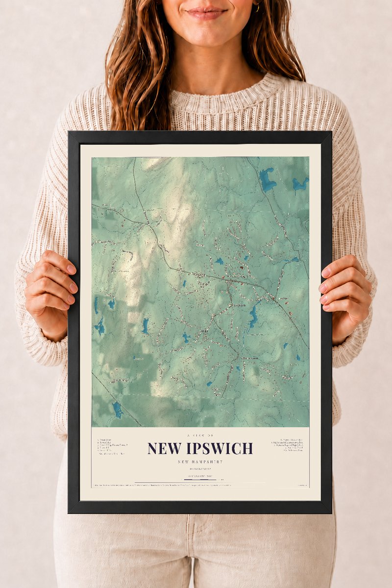 NH Current Atlas 2026 | New Ipswich | 12" x 18" | W/ Black Ayous Wood Frame