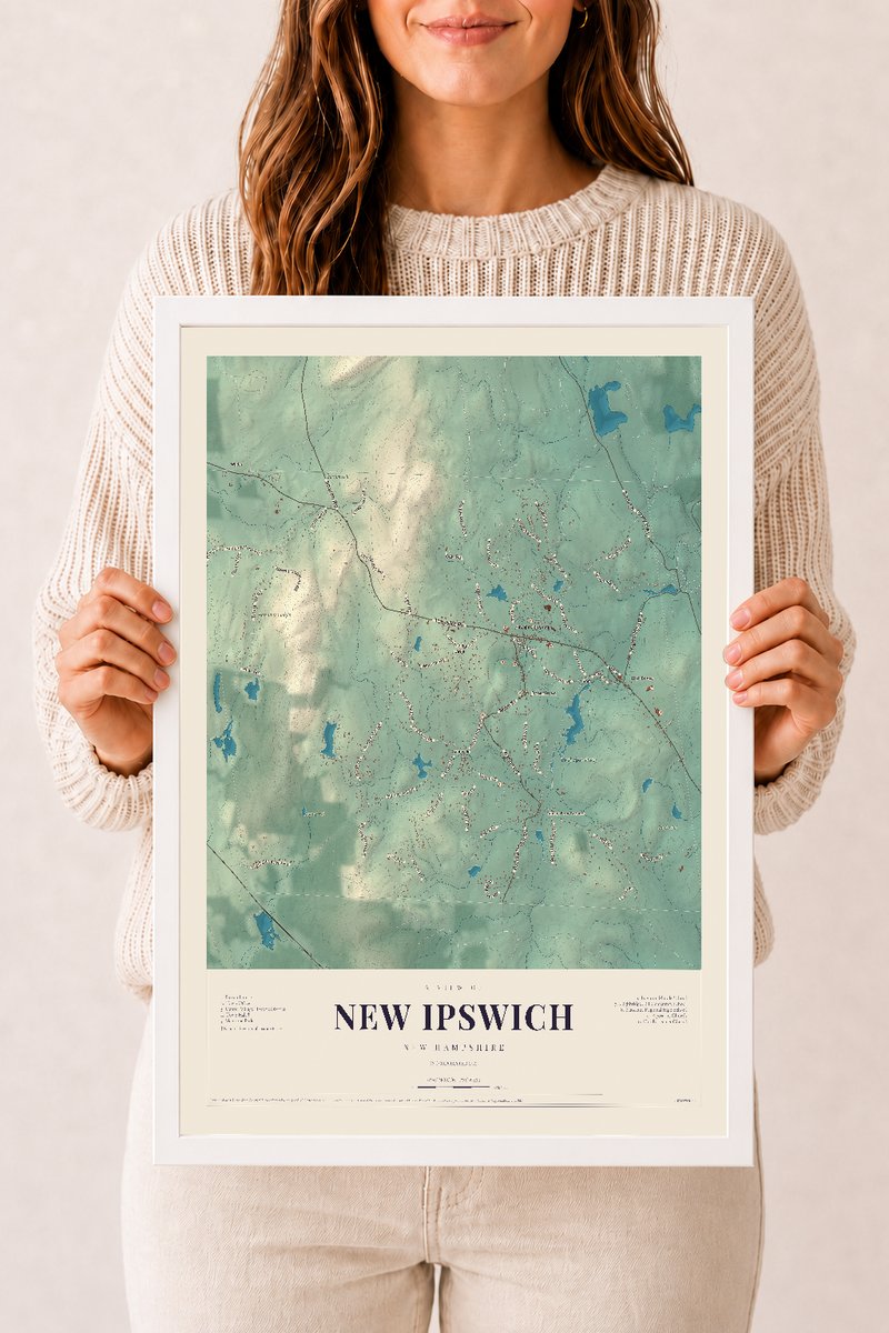 NH Current Atlas 2026 | New Ipswich | 12" x 18" | W/ White Ayous Wood Frame