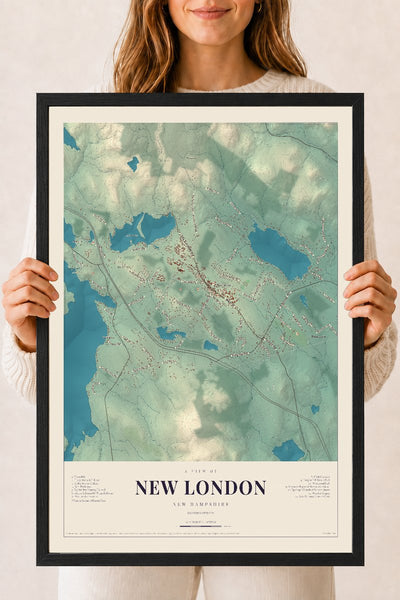 NH Current Atlas 2026 | New London | 18" x 24" | W/ Black Ayous Wood Frame