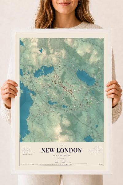 NH Current Atlas 2026 | New London | 18" x 24" | W/ White Ayous Wood Frame