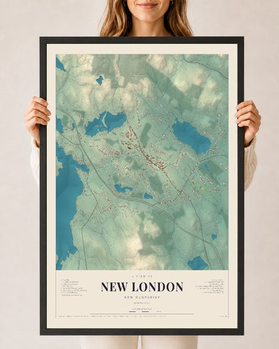 NH Current Atlas 2026 | New London | 24" x 36" | W/ Black Ayous Wood Frame