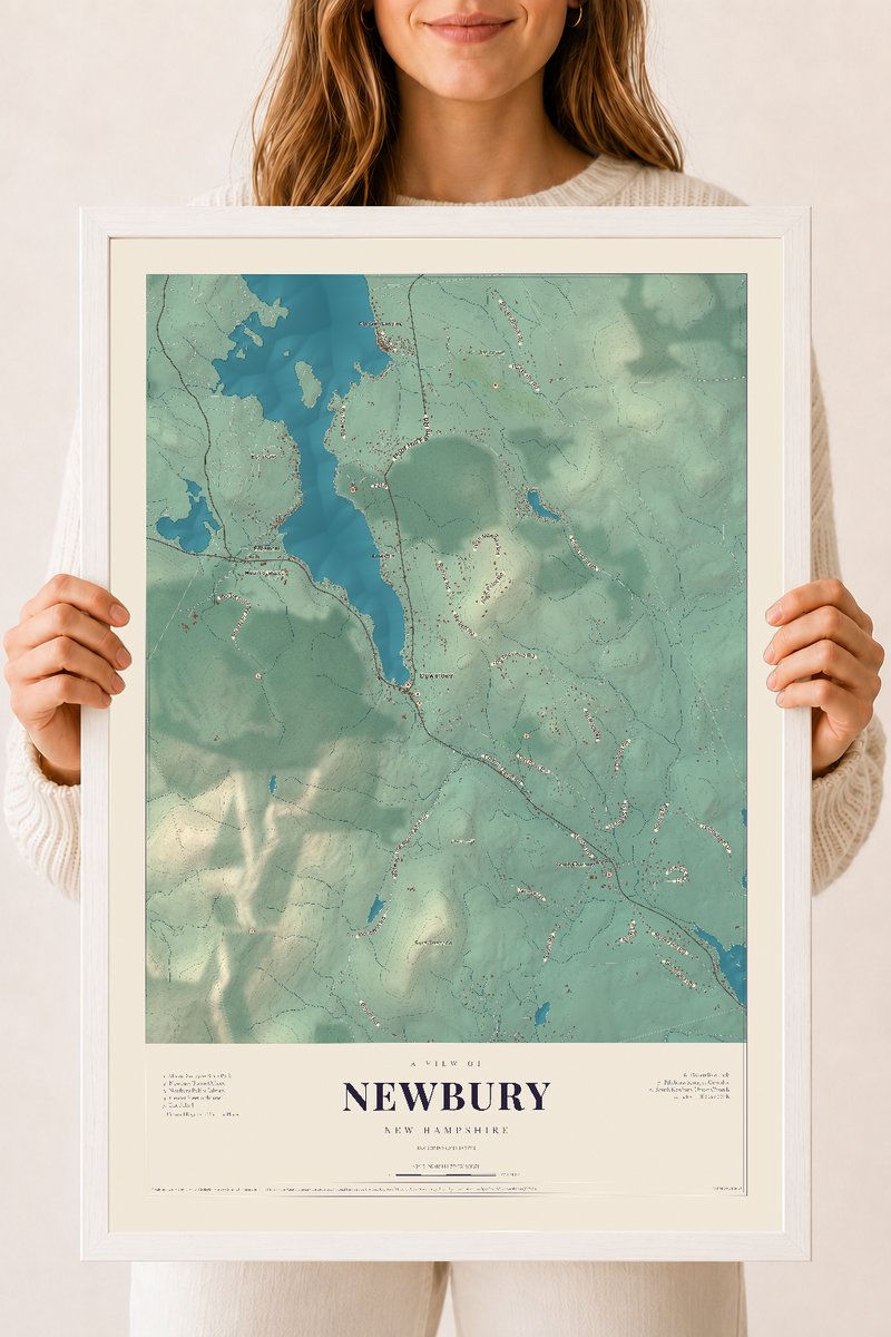 NH Current Atlas 2026 | Newbury | 18" x 24" | W/ White Ayous Wood Frame