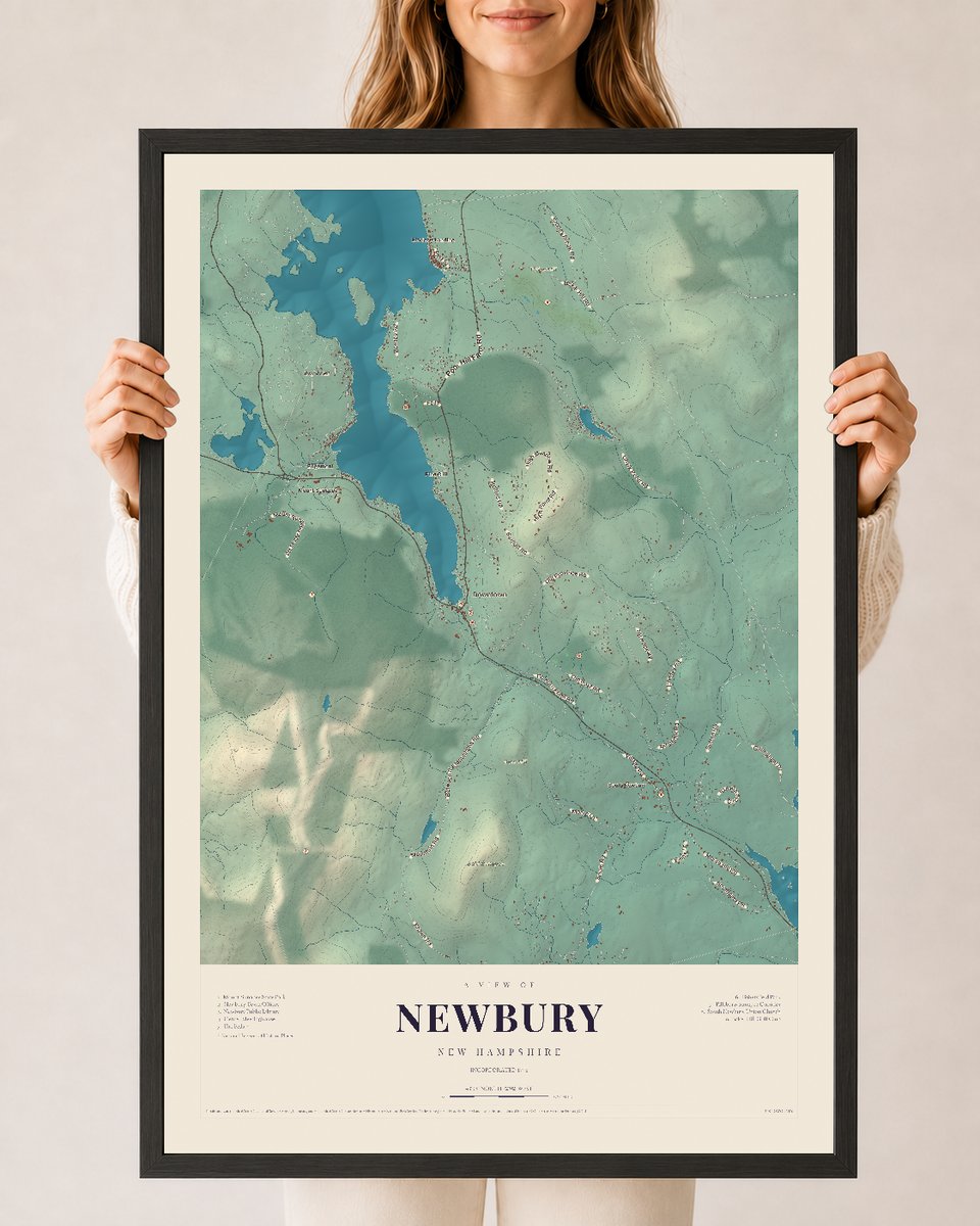 NH Current Atlas 2026 | Newbury | 24" x 36" | W/ Black Ayous Wood Frame