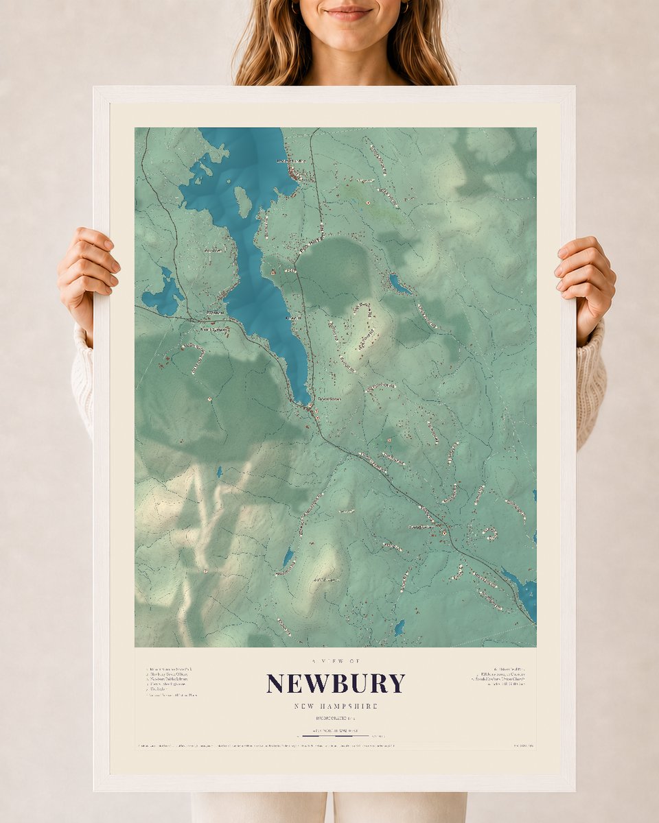NH Current Atlas 2026 | Newbury | 24" x 36" | W/ White Ayous Wood Frame