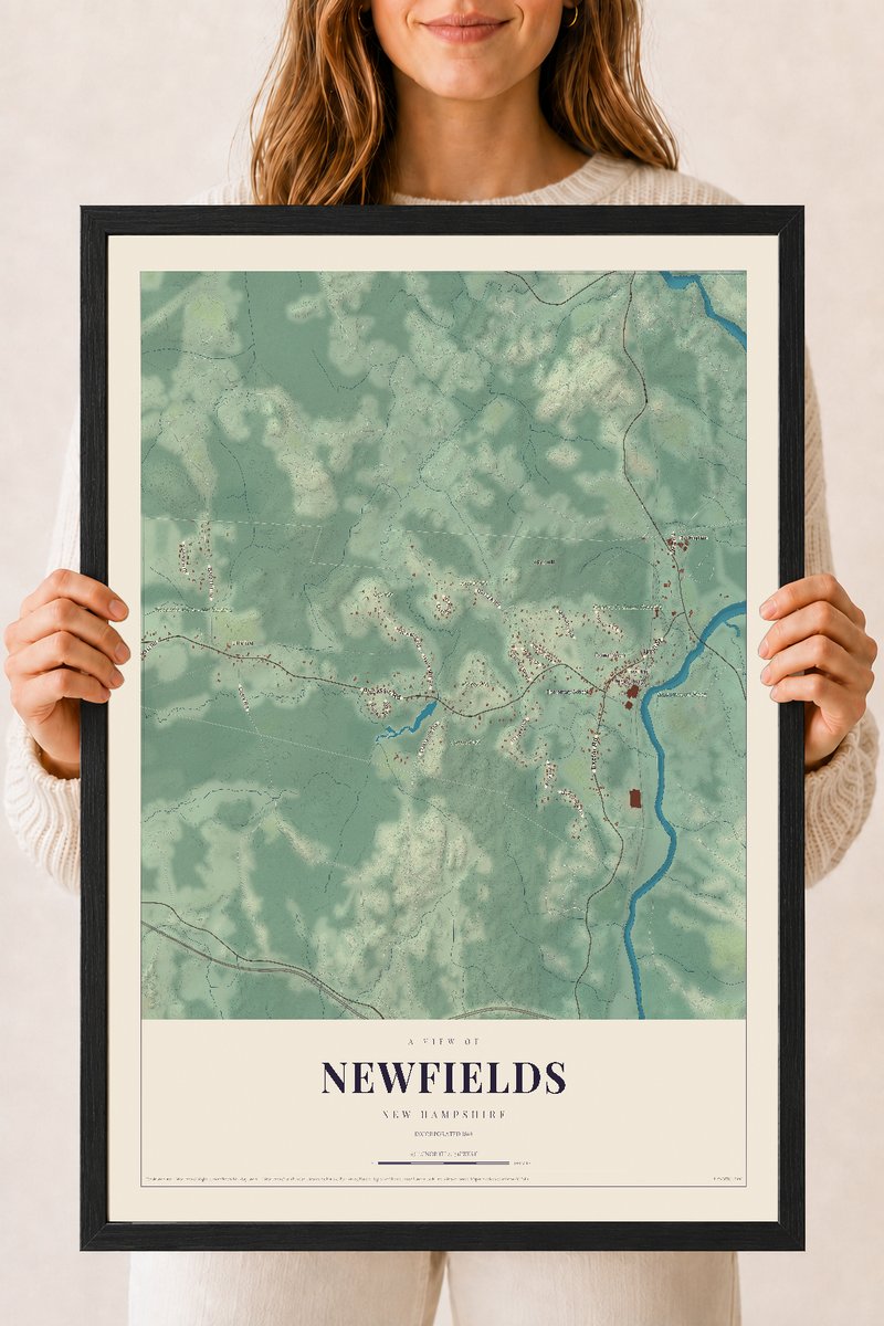 NH Current Atlas 2026 | Newfields | 18" x 24" | W/ Black Ayous Wood Frame