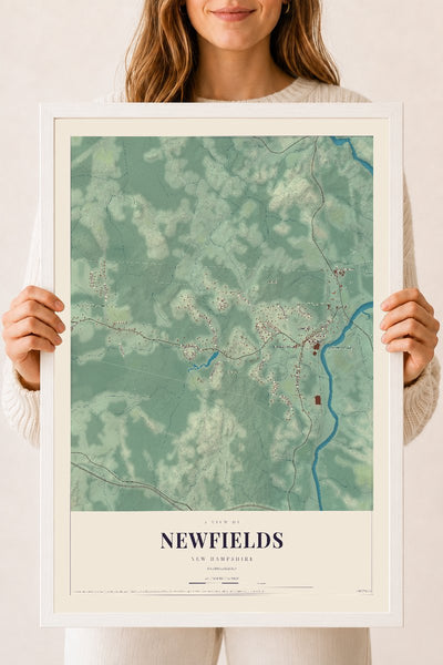 NH Current Atlas 2026 | Newfields | 18" x 24" | W/ White Ayous Wood Frame