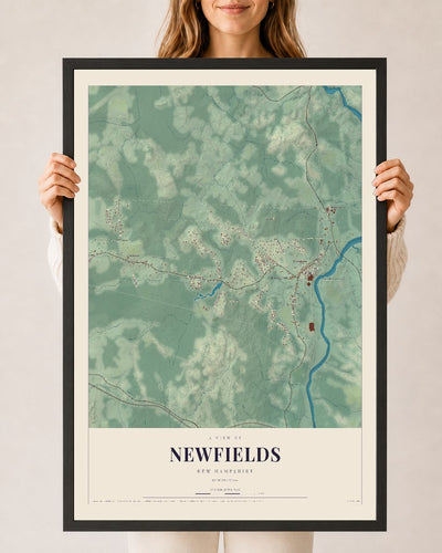 NH Current Atlas 2026 | Newfields | 24" x 36" | W/ Black Ayous Wood Frame