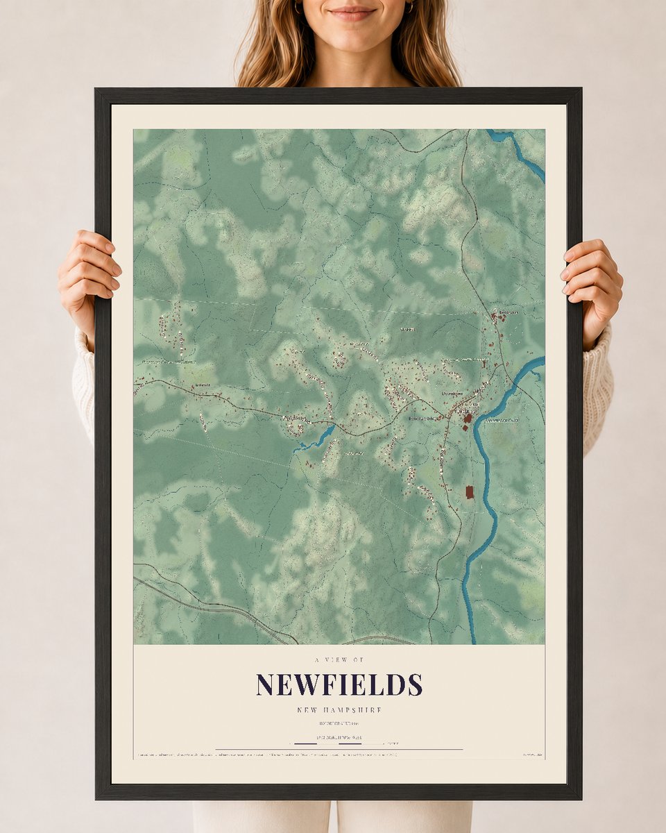 NH Current Atlas 2026 | Newfields | 24" x 36" | W/ Black Ayous Wood Frame
