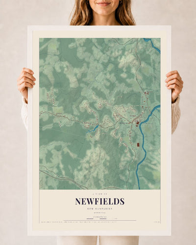 NH Current Atlas 2026 | Newfields | 24" x 36" | W/ White Ayous Wood Frame