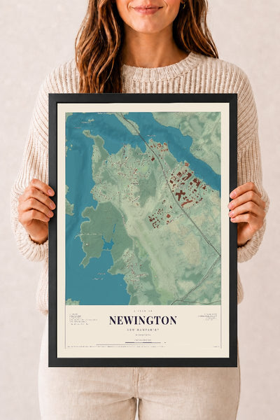 NH Current Atlas 2026 | Newington | 12" x 18" | W/ Black Ayous Wood Frame