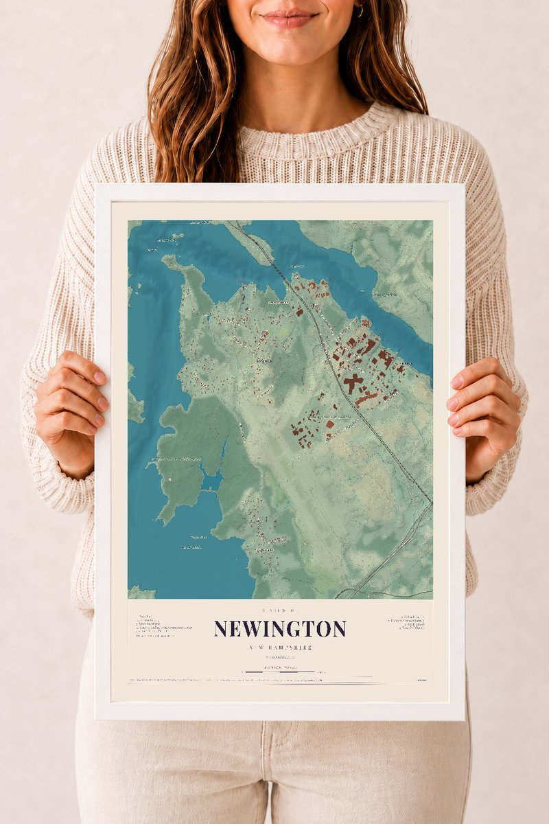 NH Current Atlas 2026 | Newington | 12" x 18" | W/ White Ayous Wood Frame