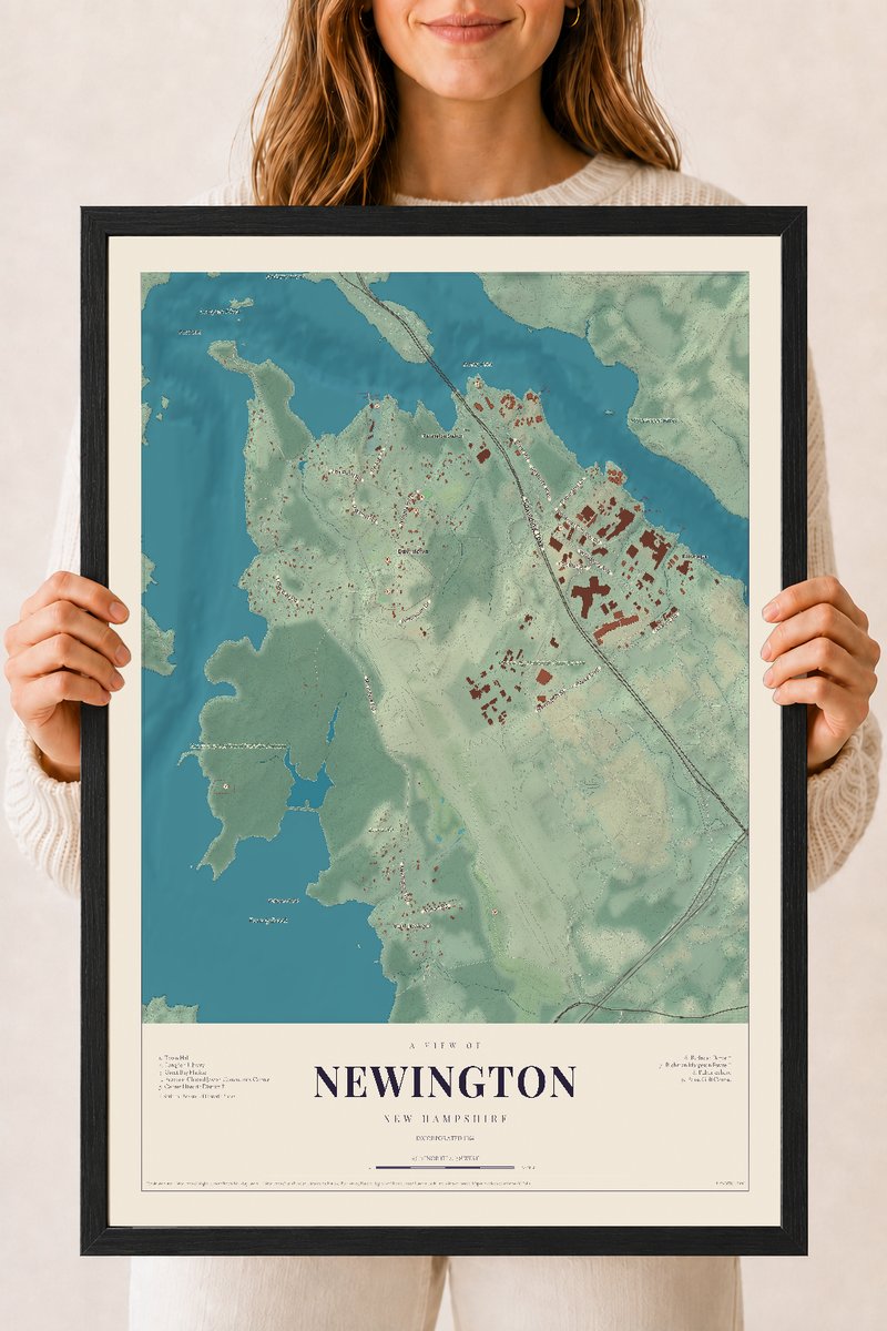 NH Current Atlas 2026 | Newington | 18" x 24" | W/ Black Ayous Wood Frame