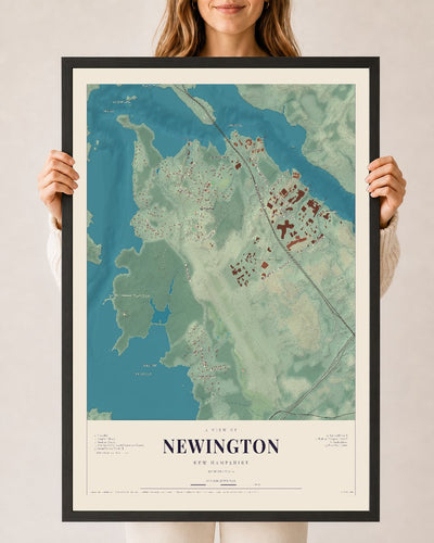 NH Current Atlas 2026 | Newington | 24" x 36" | W/ Black Ayous Wood Frame