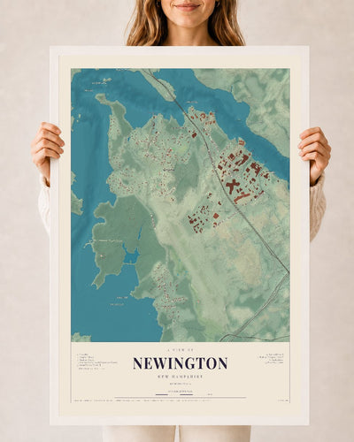 NH Current Atlas 2026 | Newington | 24" x 36" | W/ White Ayous Wood Frame