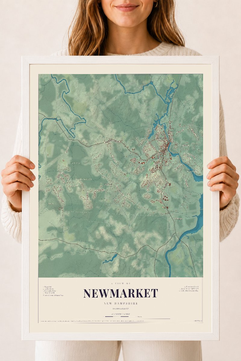 NH Current Atlas 2026 | Newmarket | 18" x 24" | W/ White Ayous Wood Frame