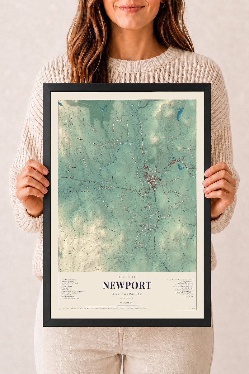 NH Current Atlas 2026 | Newport | 12" x 18" | W/ Black Ayous Wood Frame